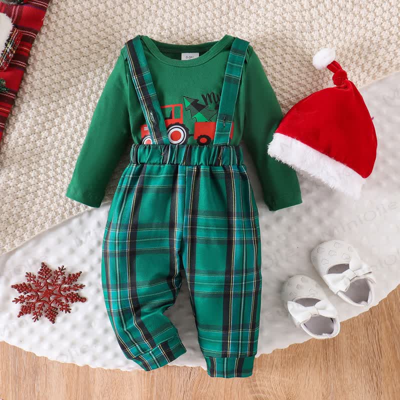 MY 1ST CHRISTMAS Baby Plaid 2-Piece Set with Hat