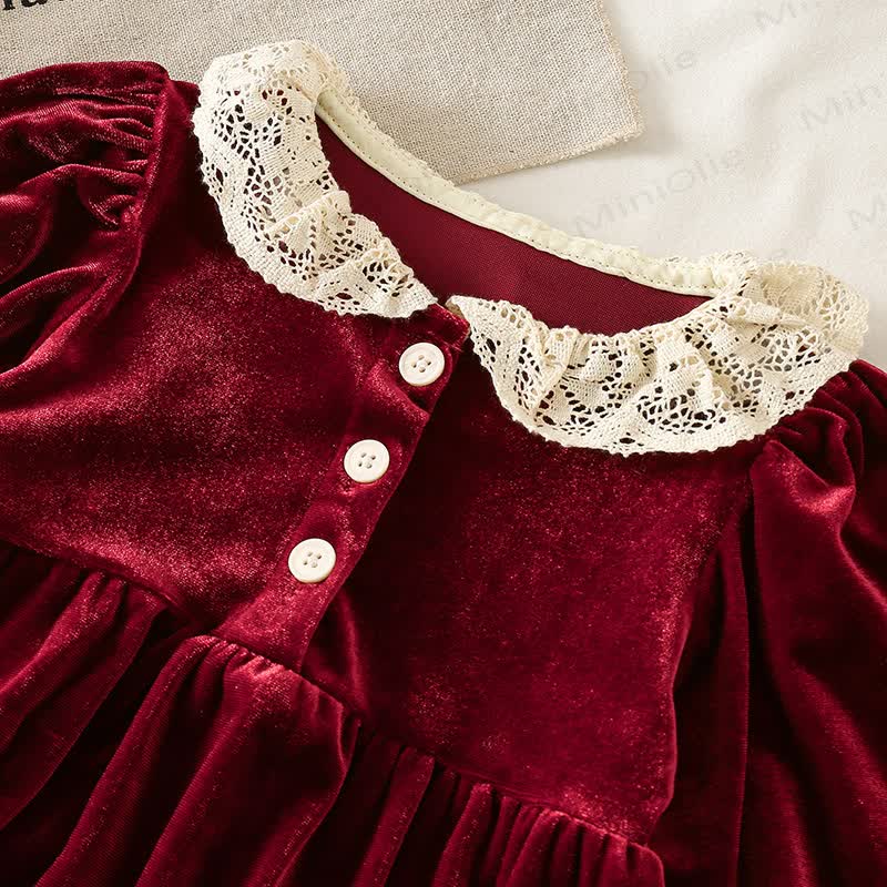 Baby Girl Velvet Lace Red Bodysuit
