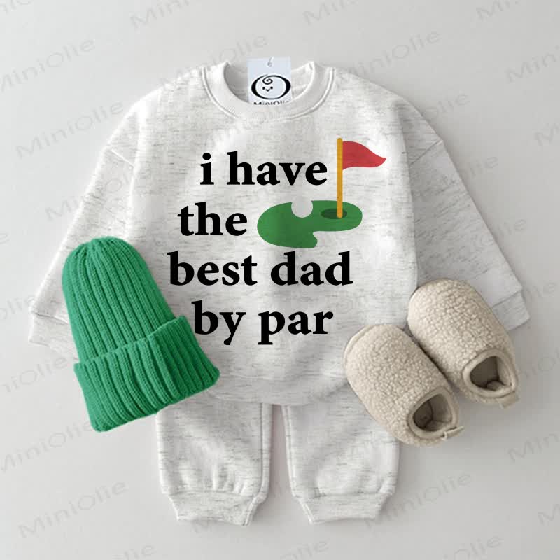 I HAVE THE BEST DAD BY PAR Baby Golf 2-piece Light Grey Set