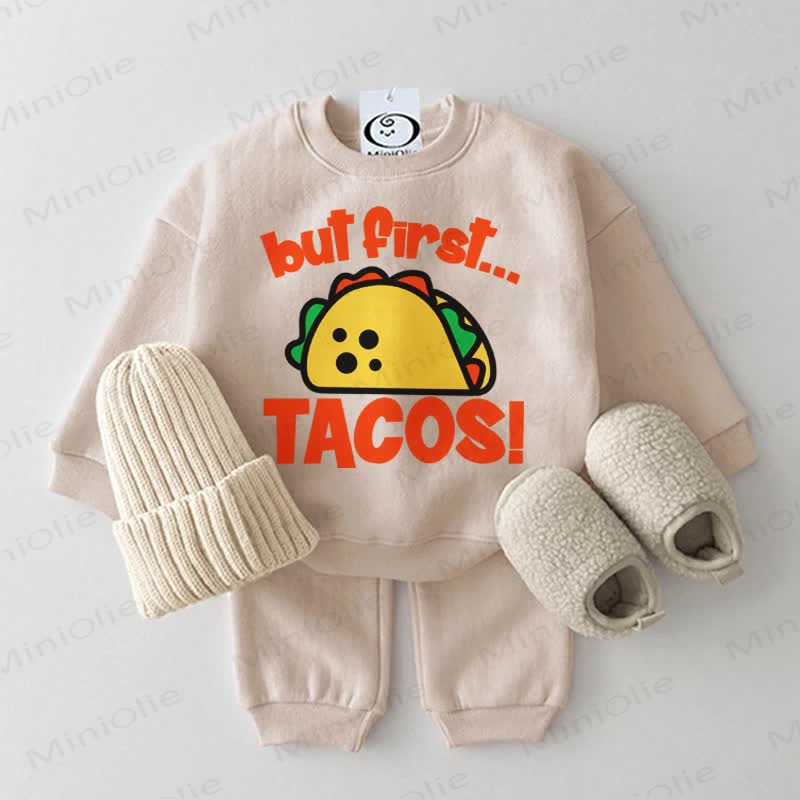 BUT FIRST TACOS Baby 2-piece Beige Set