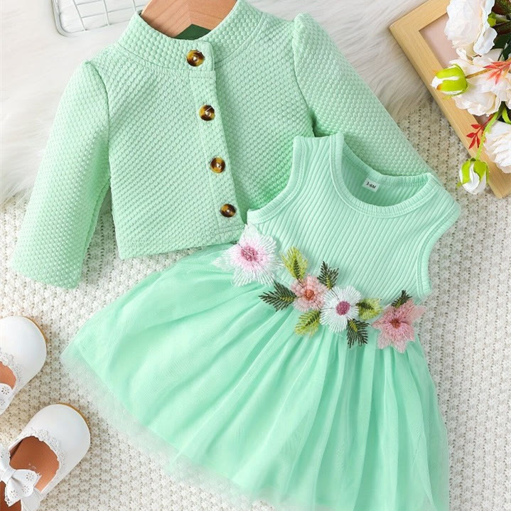 Baby Girl Sweet Flower Tulle Dress Set