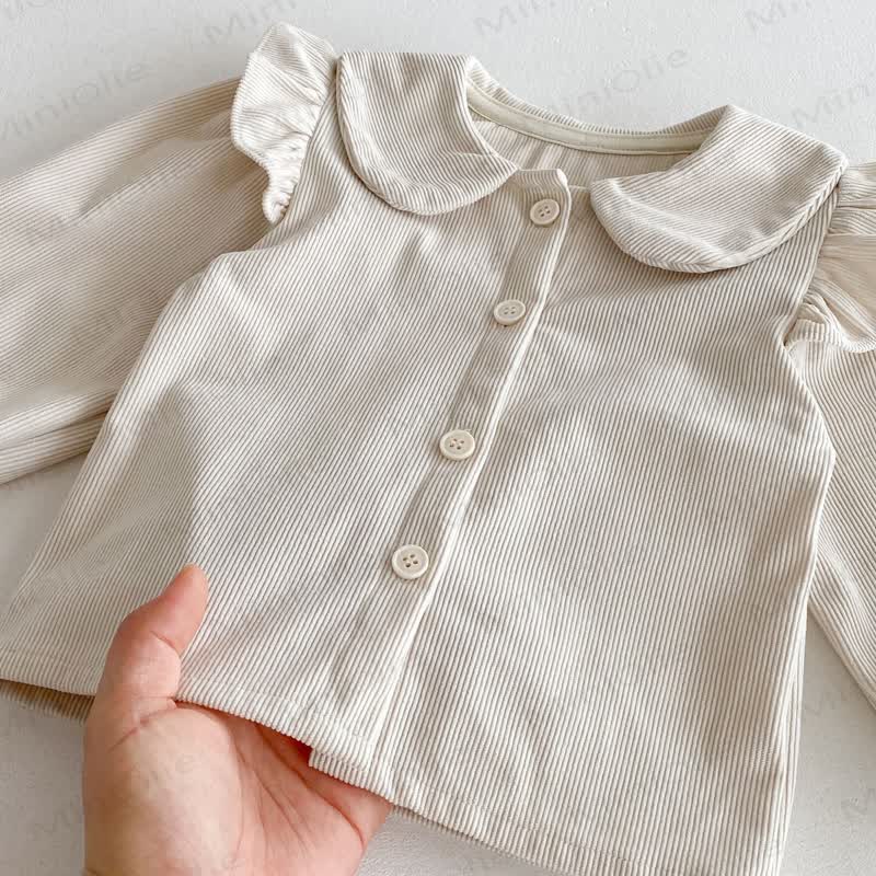 Toddler Girl Cord Bow Green Sleeveless Dress/Beige Baby Collar Top