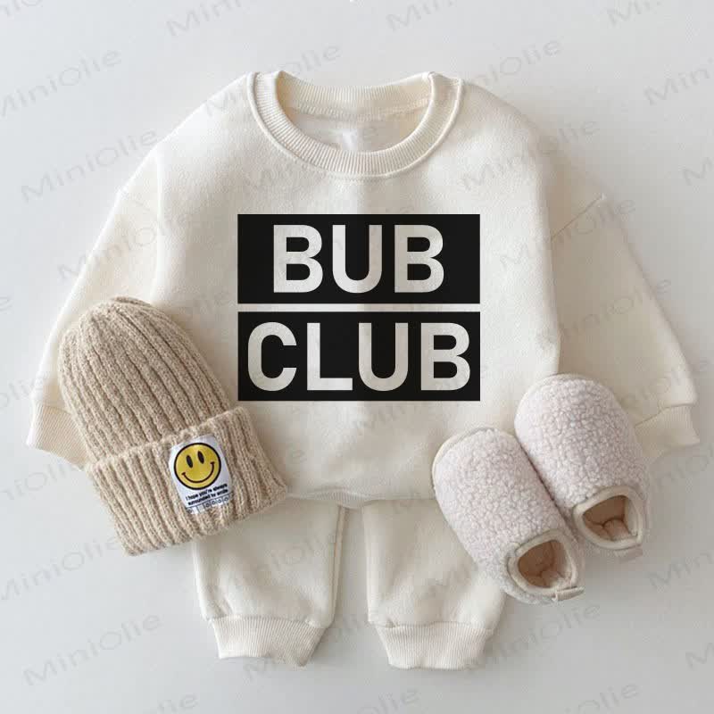 BUB CLUB Baby White Sweatshirt 2-piece Set
