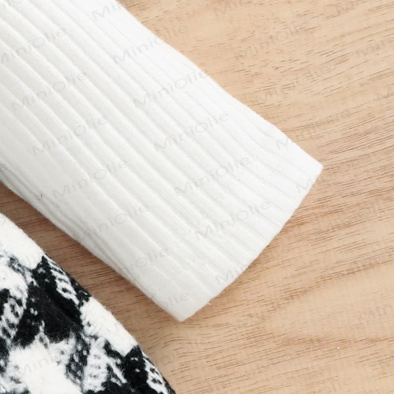 Baby Black White Plaid Suspender Skirt 2-piece Set