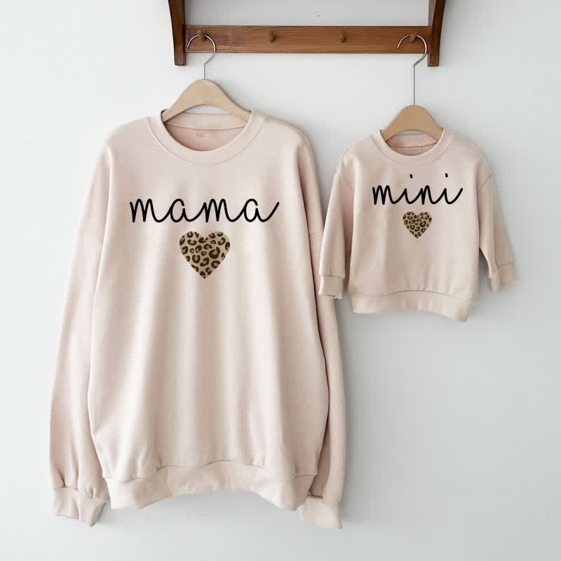 MAMA/MINI Mommy and Me Leopard Print Love Sweatshirt