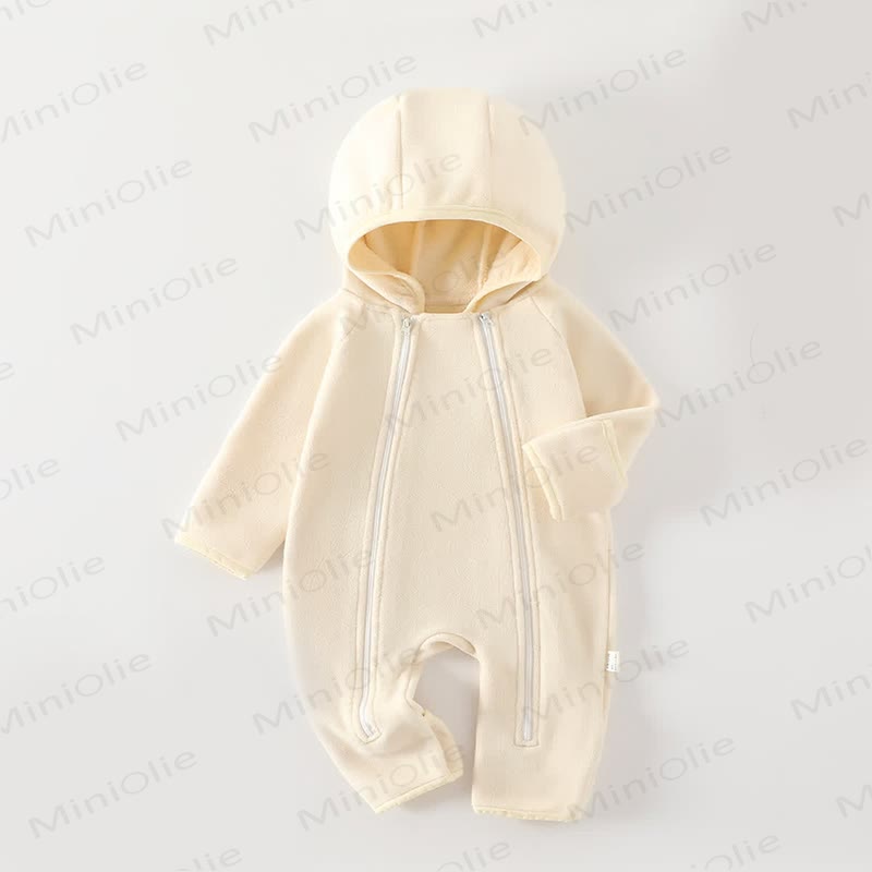 Baby Solid Color Hooded Romper