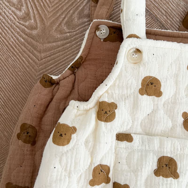 Baby Quilted Bear Pocket Romper with Hat