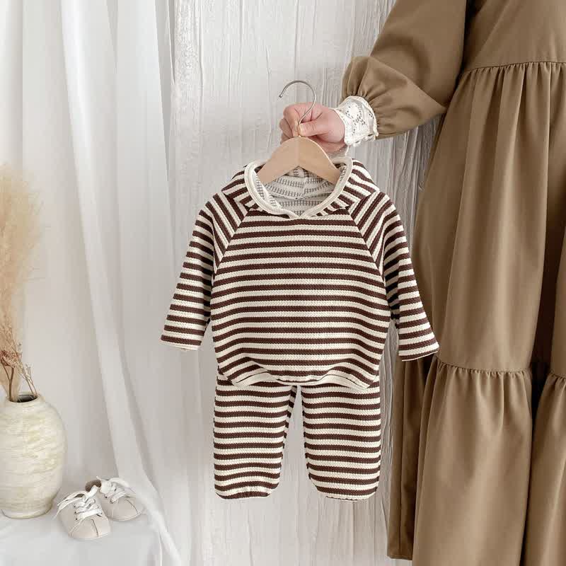 Baby 2-Piece Hooded Striped Sweatsuit Set