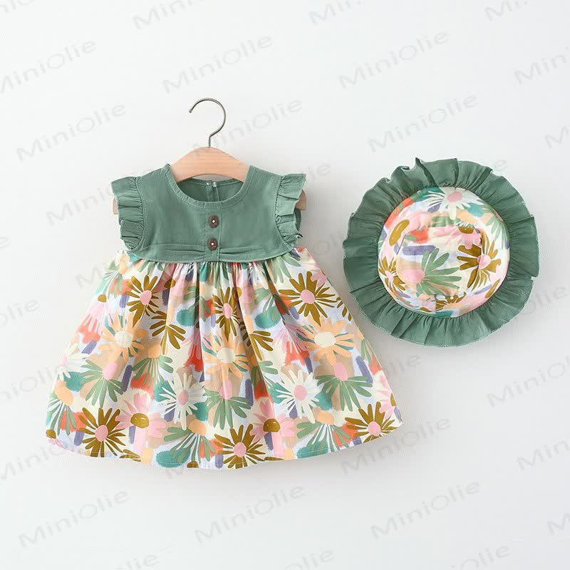 Baby Toddler Daisy Flower Dress with Hat