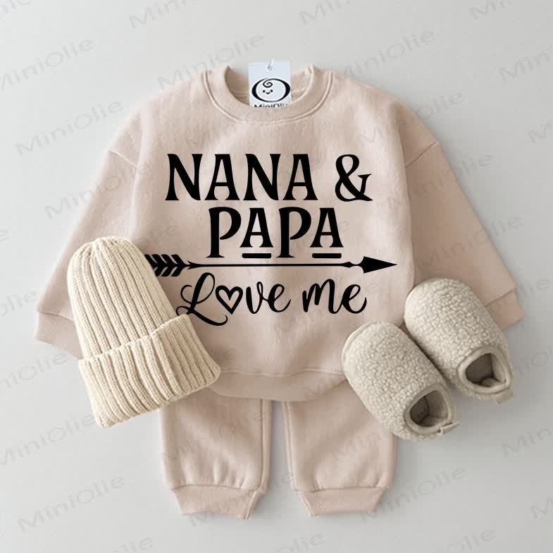 NANA & PAPA LOVE ME Baby 2-piece Beige Set