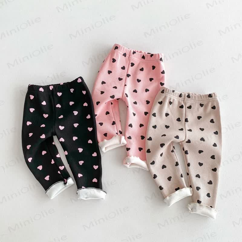 Baby Toddler Girl Heart Fleece Lined Leggings