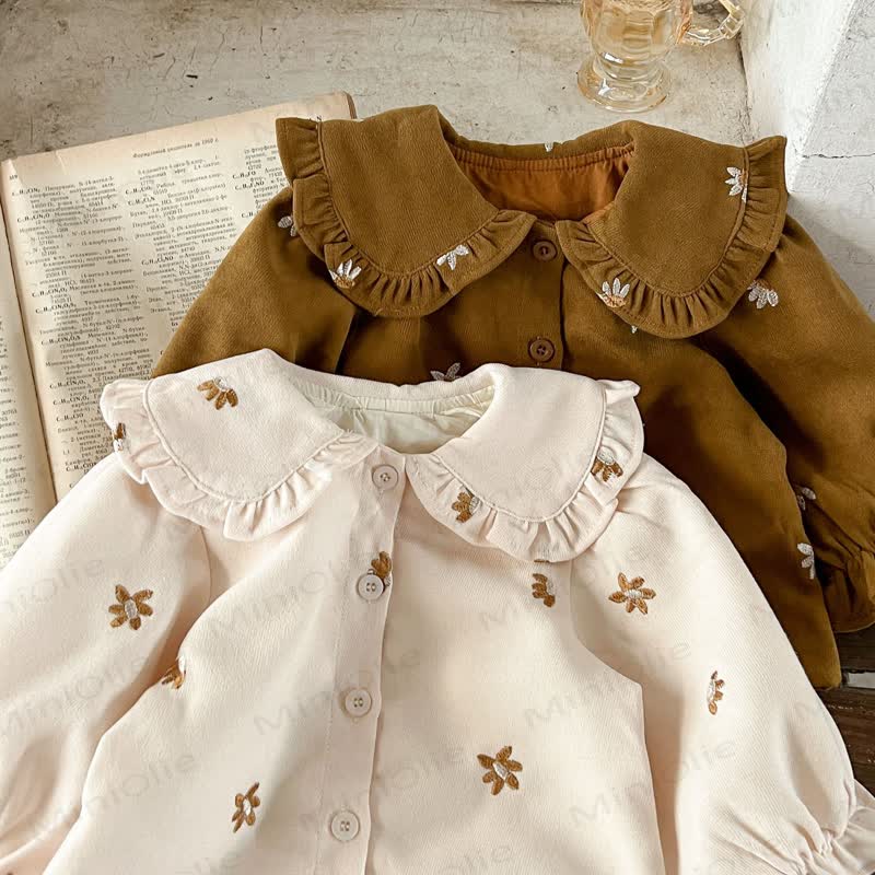 Baby Girl 2-piece Cord Embroidered Flower Set