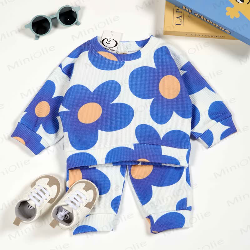 Baby Waffle Blue Flower 2-piece Set