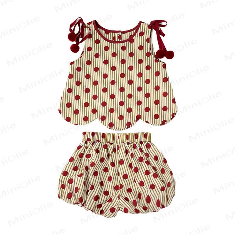 Baby Toddler 2-Piece Red Dots Striped Set