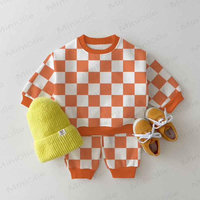 Baby Toddler Orange Checkerboard 2-piece Set