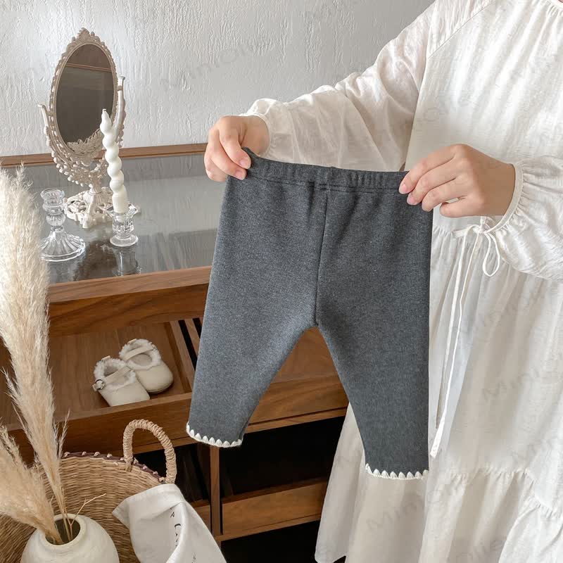 Baby Toddler Girl Knit Lace Fleece Lined Leggings