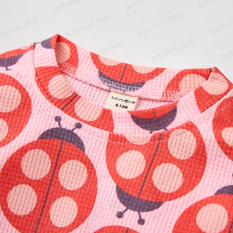 Baby Toddler Pink Ladybug Waffle 2-piece Set