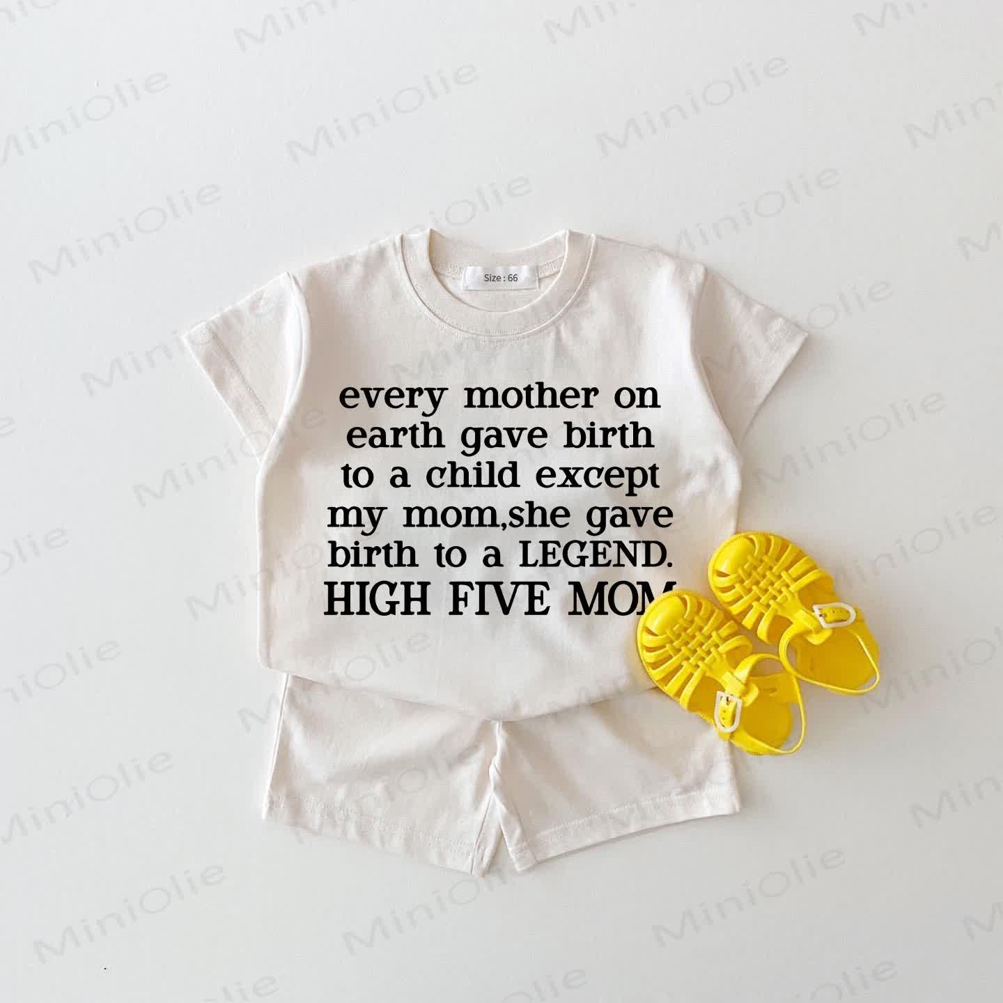 MY MOM GAVE BIRTH A LEGEND. Baby 2-piece Slogan White Set