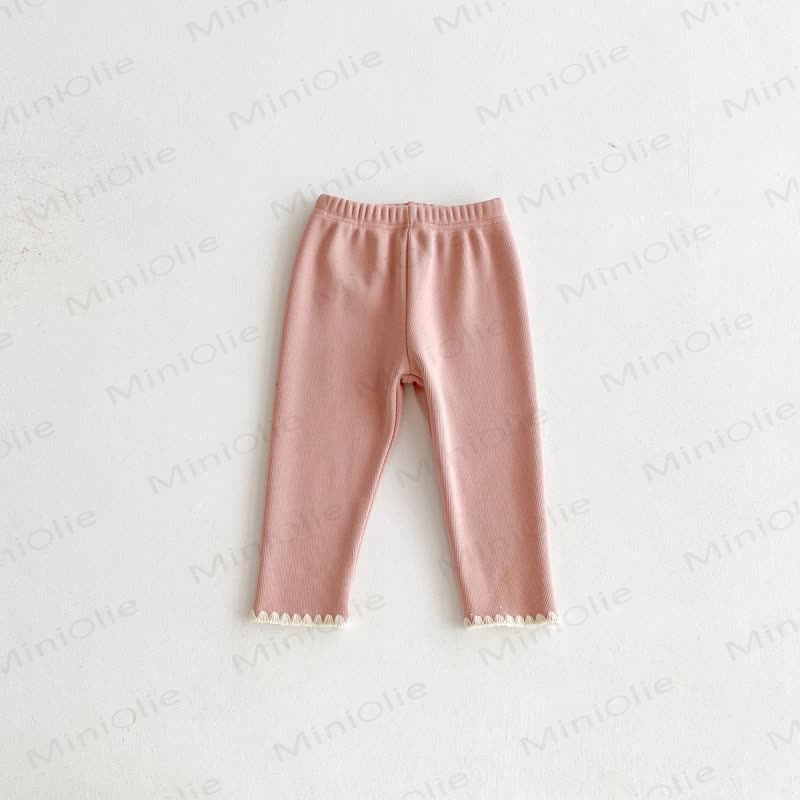 Baby Toddler Girl Knit Lace Fleece Lined Leggings