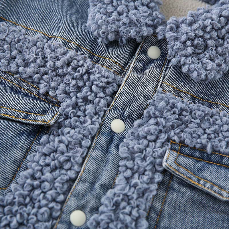 Baby Denim Blue Warm Fleece Romper