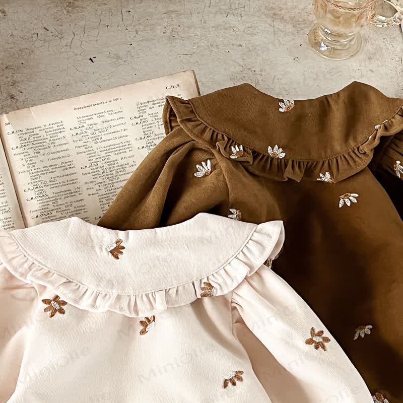 Baby Girl 2-piece Cord Embroidered Flower Set