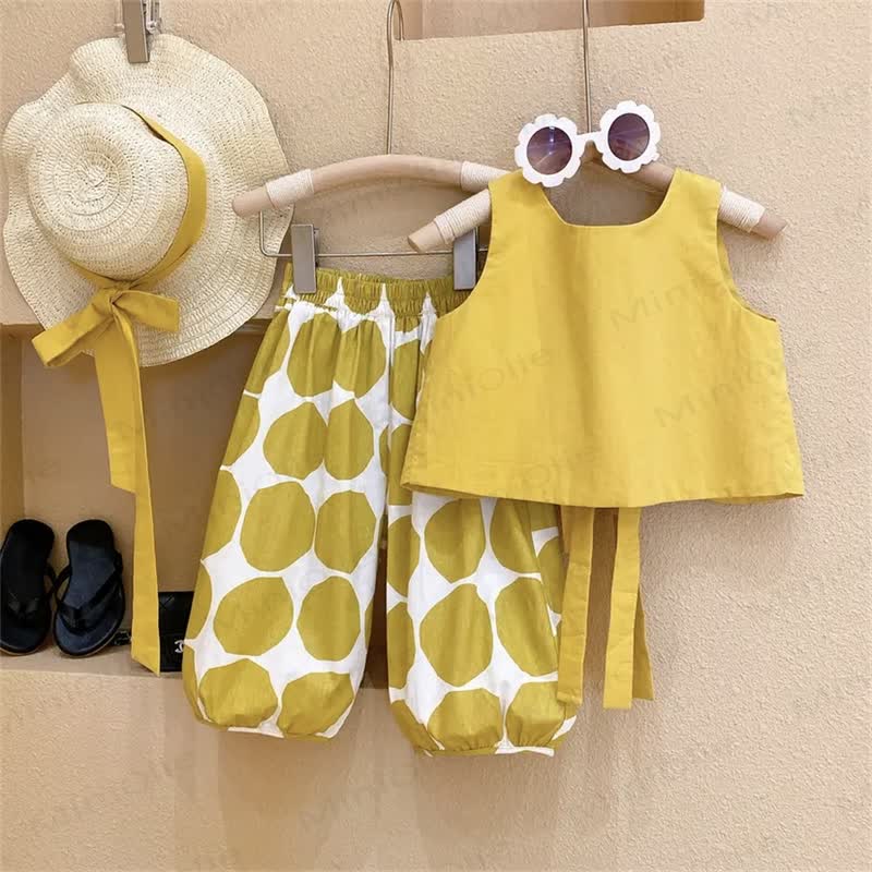 Toddler 2-Piece Yellow Dots Set with Hat