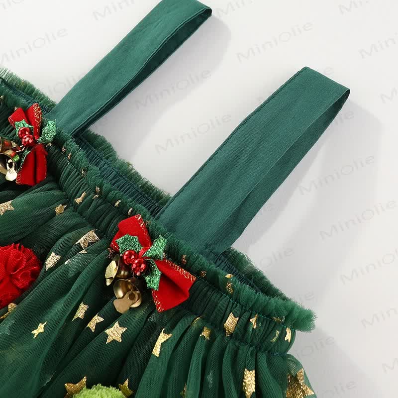 Toddler Green Tulle Colorful Bow Dress