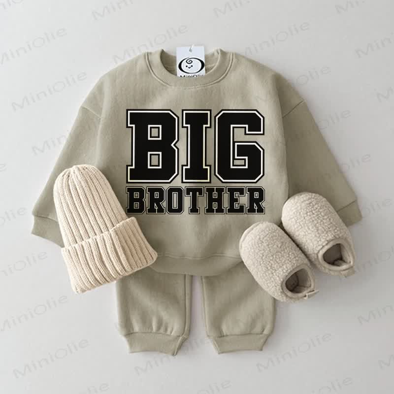 BIG BROTHET/SISTER Baby Grey Green 2-piece Set