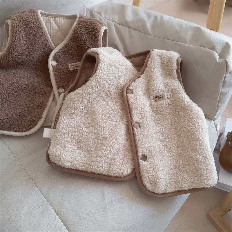 Baby Toddler Solid Color Fleece Vest Jacket