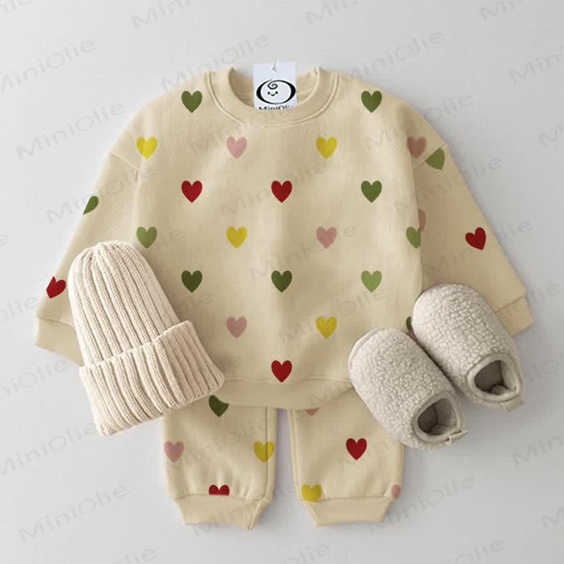 Baby Colorful Heart Sweatshirt and Pants 2-piece Set