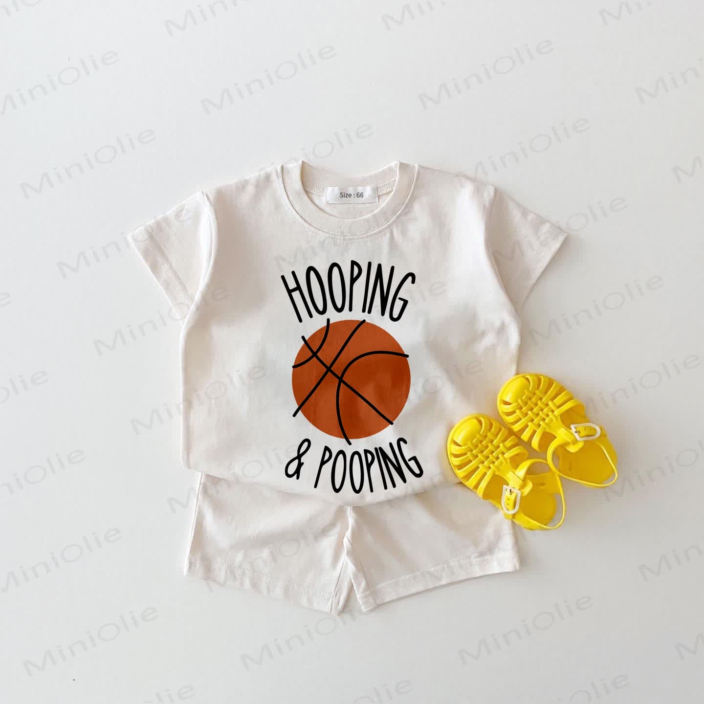 HOOPING & POOING Baby Basketball 2-piece White Set