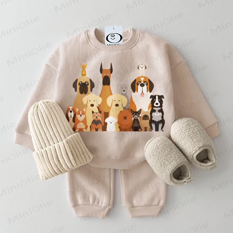 Baby Dog Family Portrait 2-piece Beige Set