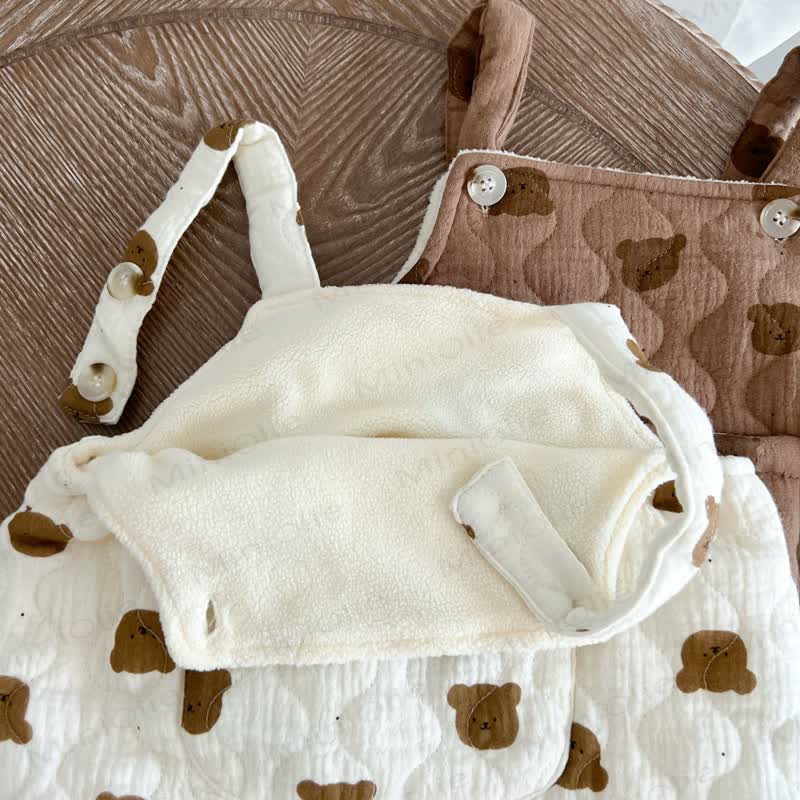 Baby Quilted Bear Pocket Romper with Hat