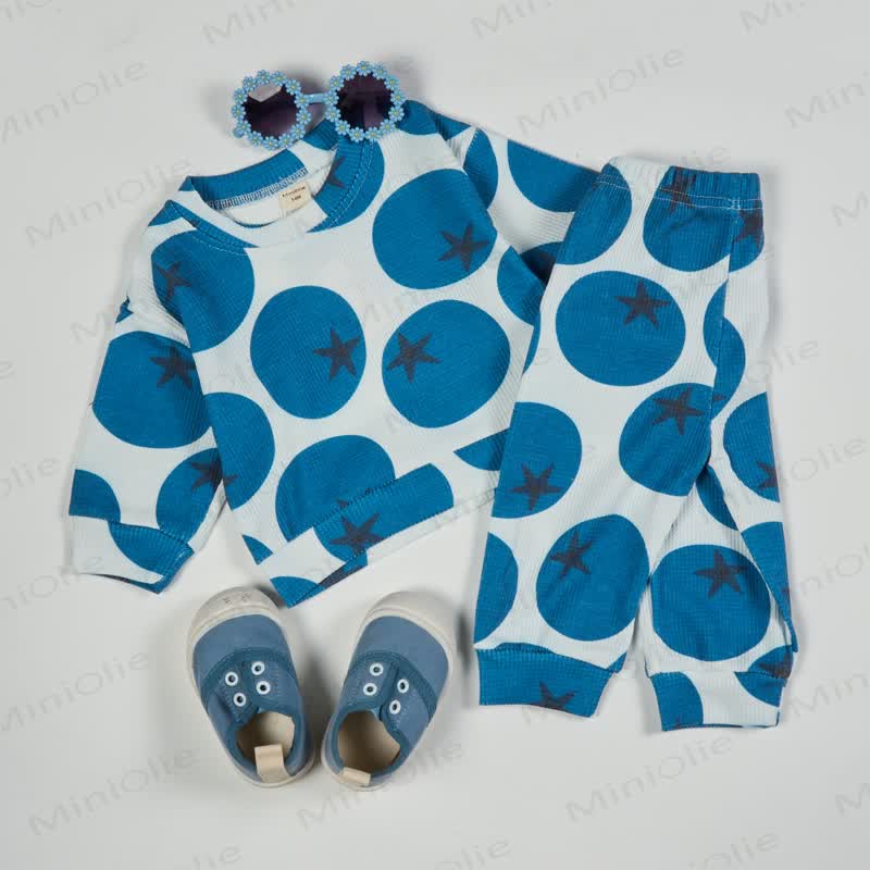 Baby Toddler Blueberry Beige Waffle 2-piece Set