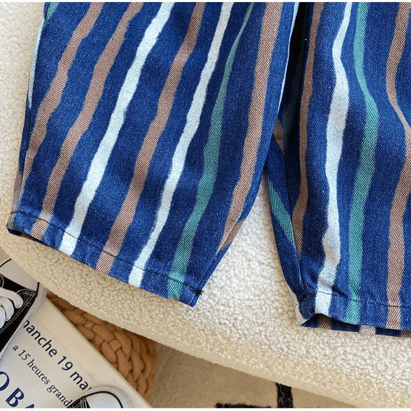 Toddler Colorful Vertical Striped Denim Pants