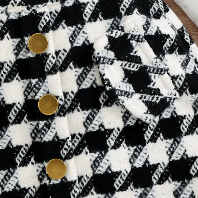 Baby Black White Plaid Suspender Skirt 2-piece Set