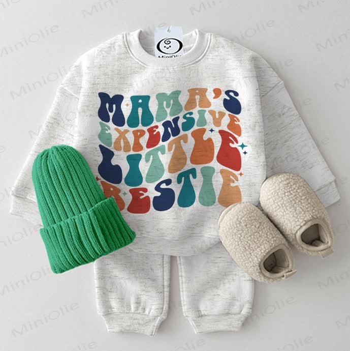 MAMA'S EXPENSIVE LITTLE BESTIE Baby 2-piece Light Grey Set