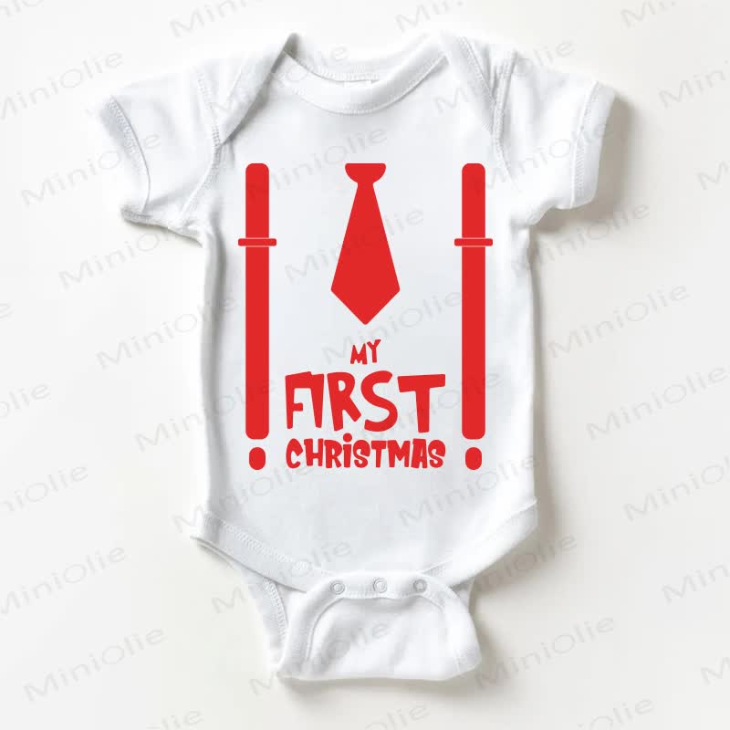 MY FIRST CHRISTMAS Baby White Bodysuit