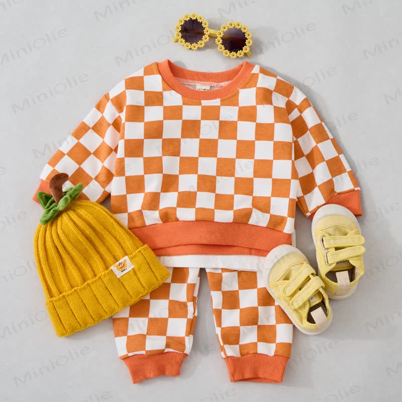 Baby Toddler Orange Checkerboard 2-piece Set
