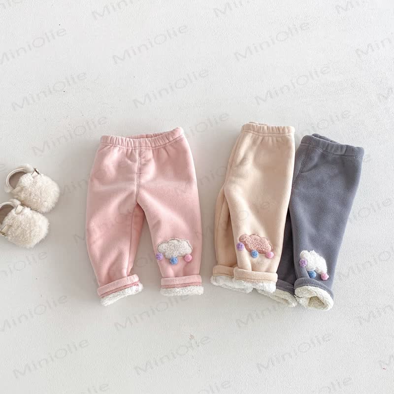 Baby Toddler Girl Clouds Fleece Lined Jogger Pants