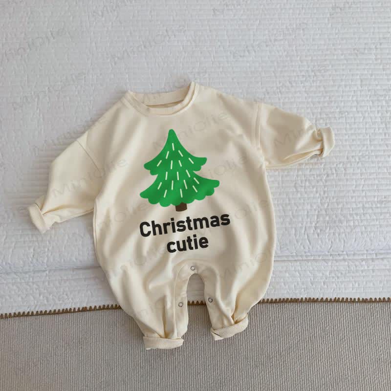 CHRISTMAS CUTIE Baby Beige Romper