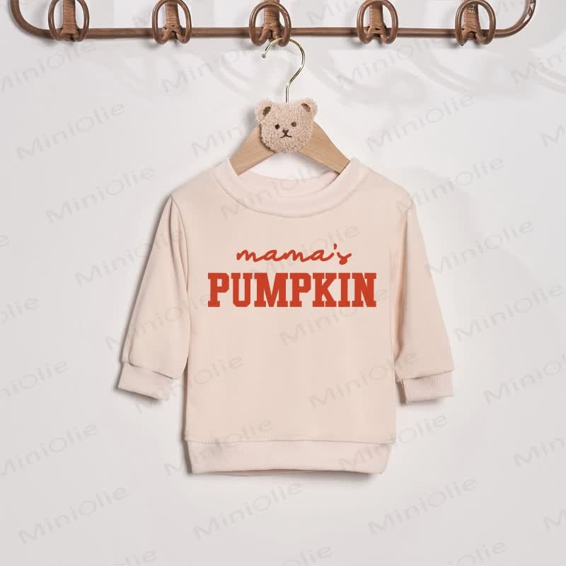 MAMA/MAMA'S PUMPKIN Mommy and Me Beige Family Sweatshirt
