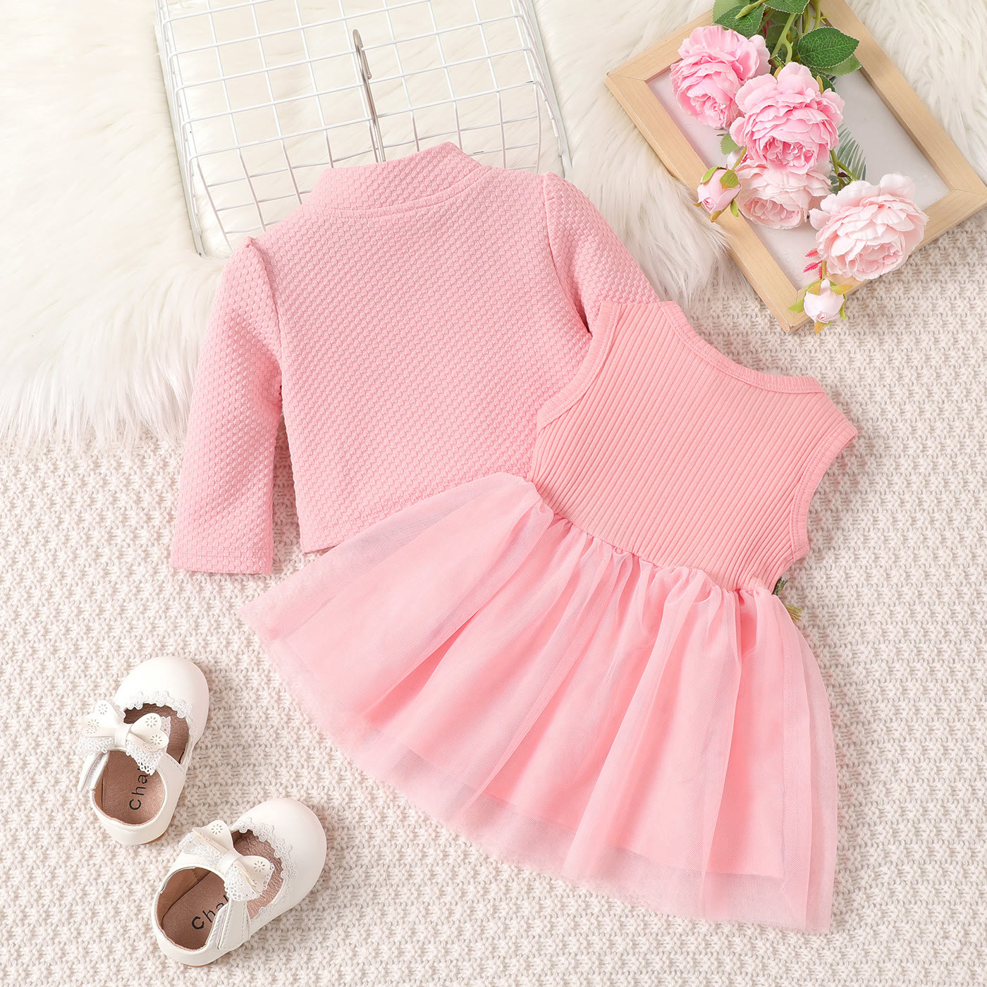 Baby Girl Sweet Flower Tulle Dress Set
