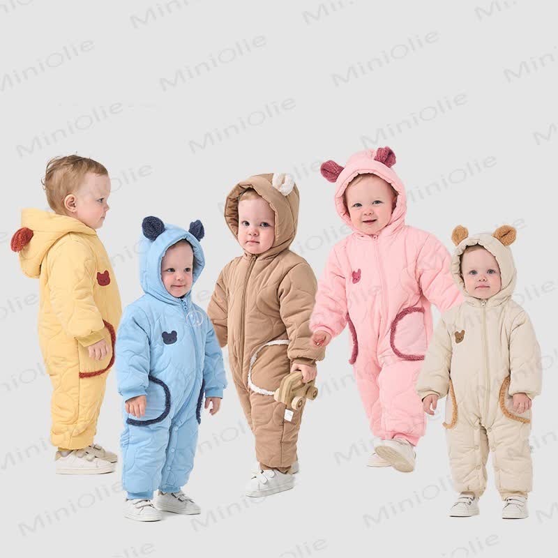Baby Quilted Bear Hooded Romper