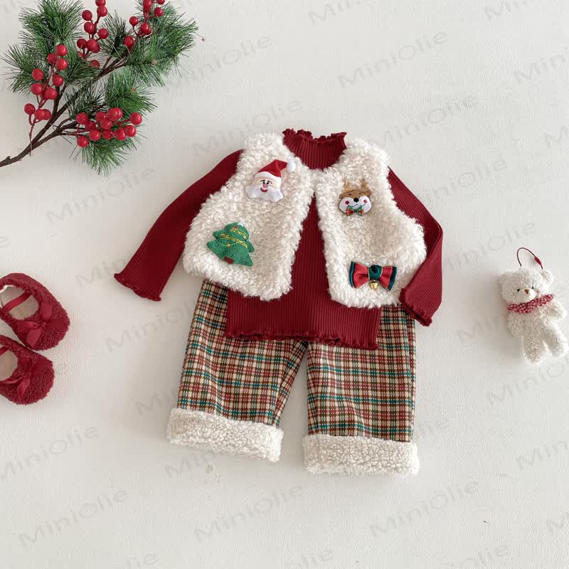 Baby Toddler Christmas Plaid 3-piece Set