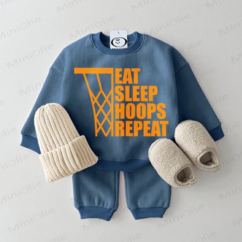 EAT SLEEP HOOPS REPEAT Baby Sweatsuit 2-piece Set
