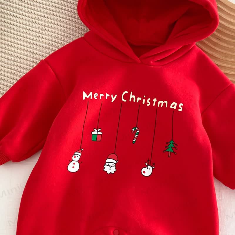 MERRY CHRISTMAS Baby Hooded Romper