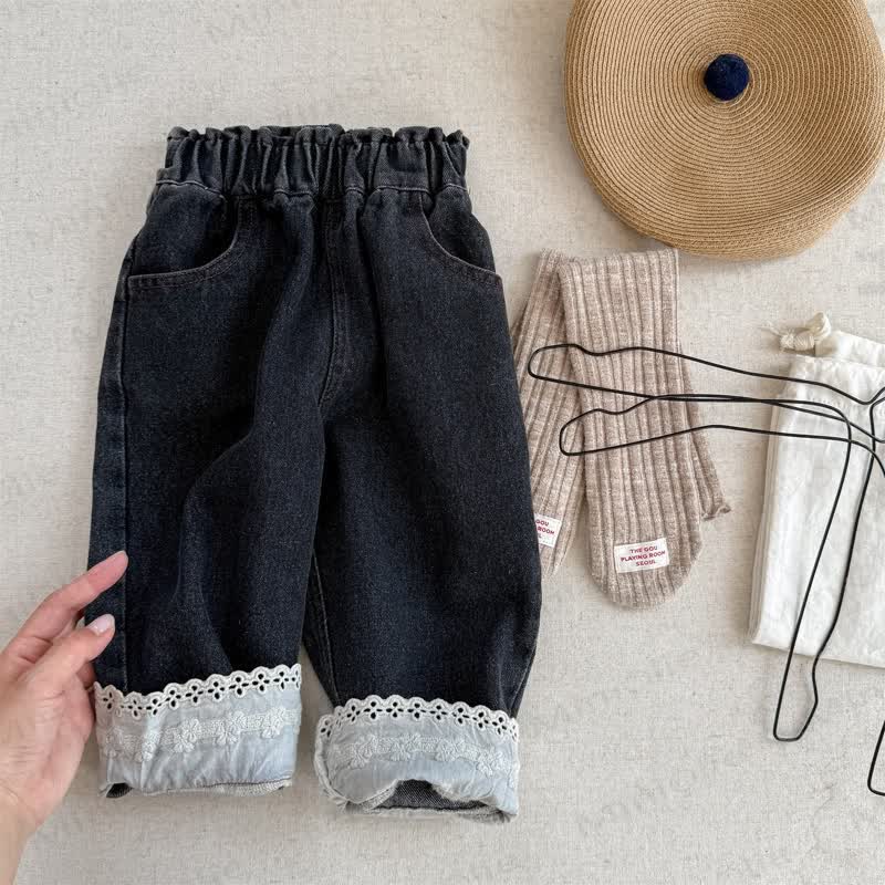 Toddler Girl Lace Denim Pants