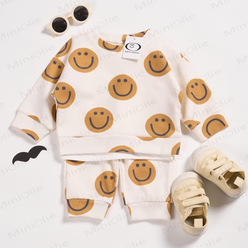 Baby Toddler Smiley Face Waffle 2-piece Set