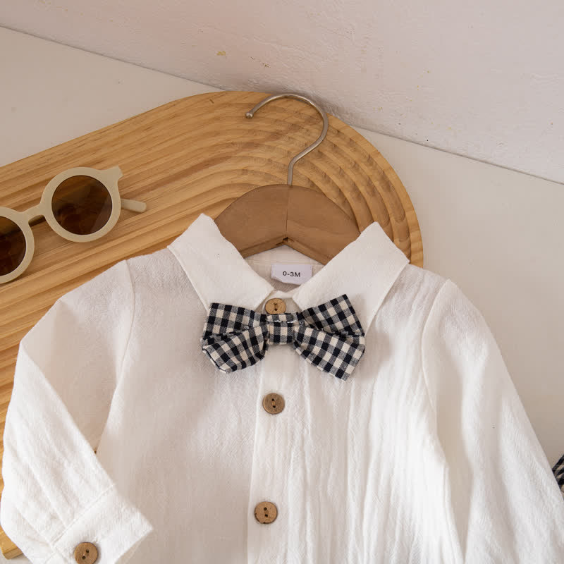 Baby Boy Gentleman Plaid Bodysuit Overalls 2-piece Set